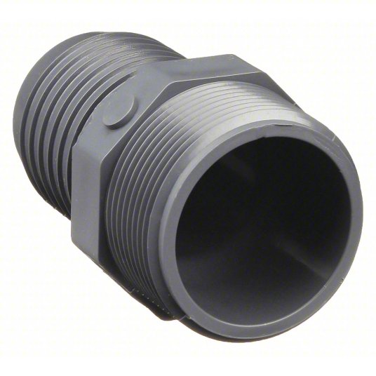 Male Adapter: 2 in x 2 in Fitting Pipe Size, Male Insert x Male NPT, 200 psi, Gray