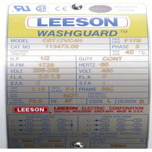 Load image into Gallery viewer, LEESON Washdown Motor: 3-Phase, 1/2 HP
