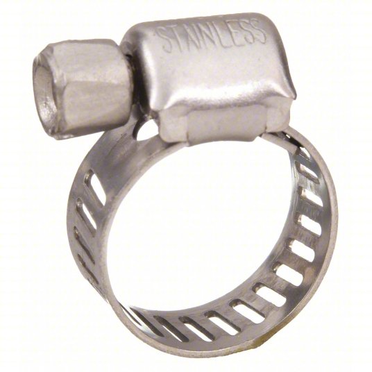 Hose Clamp: 301 Stainless Steel, Perforated Band, 1 in