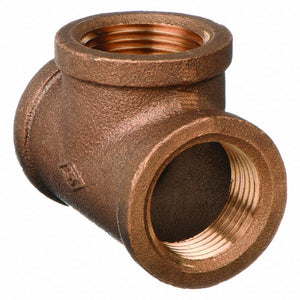 Red Brass Tee, FNPT, 1-1/2 in Pipe Size, 1 EA