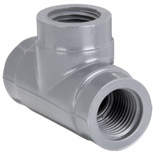 Tee: 1/4 in x 1/4 in x 1/4 in Fitting Pipe Size, Schedule 80, Female NPT x Female NPT x Female NPT