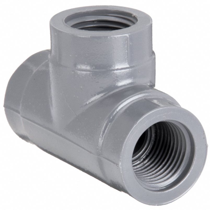 Tee: 1/4 in x 1/4 in x 1/4 in Fitting Pipe Size, Schedule 80, Female NPT x Female NPT x Female NPT