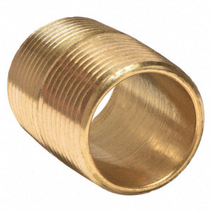 Nipple: Brass, 1/4 in Nominal Pipe Size, 7/8 in Overall Lg, Threaded on Both Ends, NPT, 10 PK